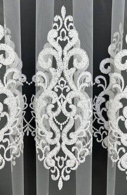 Фатинова тюль з вишивкою  ART112, білий
